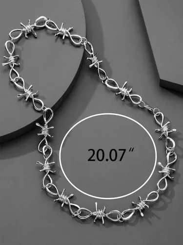 Vista 7 de Long tiantian Collar de alambre de púas, gargantilla punk, unisex, cadena hip-hop, joyería gótica para hombres y mujeres, otro, otro