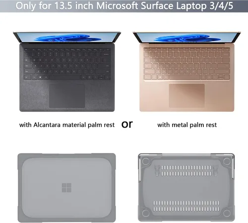 Vista 2 de Batianda Funda resistente para laptop Microsoft Surface de 13.5 pulgadas 5 4 3 con reposamanos Alcantara, soporte plegable ergonómico con nombre