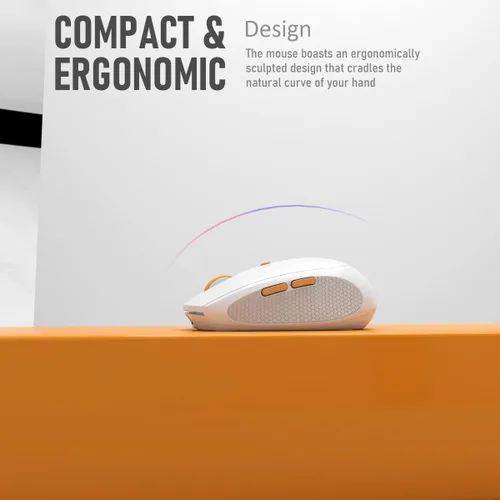 Vista 5 de Ratón inalámbrico silencioso para trabajo y estudio, Bluetooth de modo dual + receptor USB de 2.4G, recargable, cómodo para largas horas, compatible