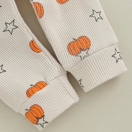 Vista 8 de Kayotuas Conjunto de camisa y pantalones de manga larga con cuello redondo para bebé, disfraz de calabaza, fantasma, calabaza, fantasma, camiseta