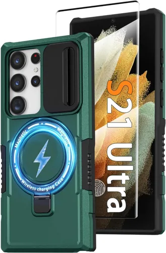 Vista 66 de Funda magnética para Samsung Galaxy Note 20 Ultra con soporte de anillo [con protector de pantalla] [Compatible con carga inalámbrica MagSafe] Funda