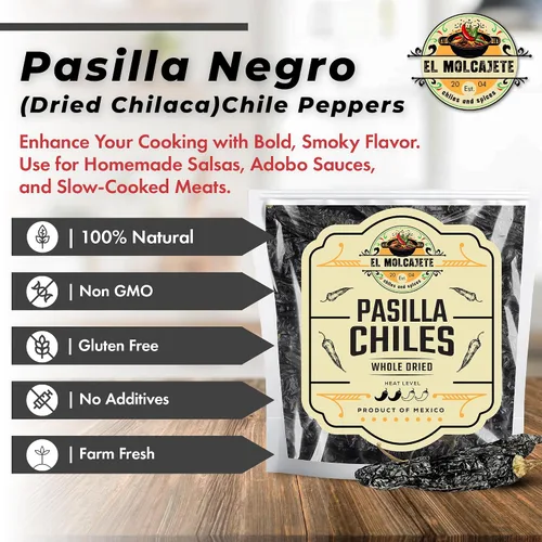 Vista 2 de Pasilla Chiles 8oz Chilaca entera seca chile mexicana suave