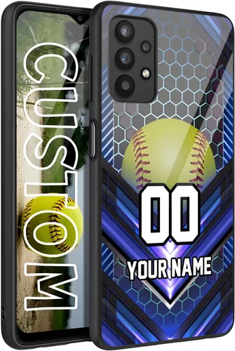 Vista 17 de Personalized Baseball Softball vs Name Number US Flag Decor Rubber Cover Phone Case for Galaxy America Fire