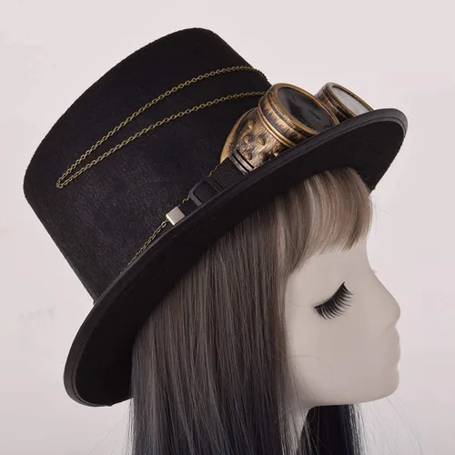 Vista 4 de GRACEART - Sombreros unisex estilo steampunk, con anteojos, para hombres y mujeres