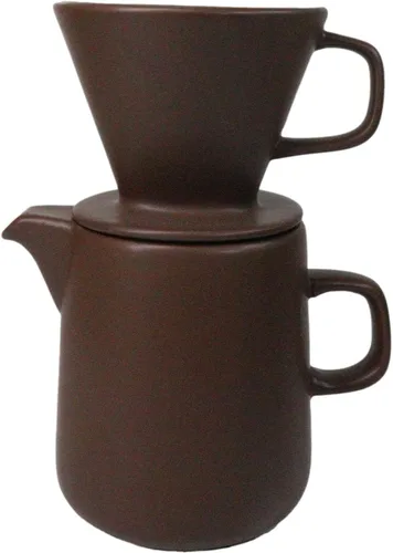 Vista 2 de Ebros Gift Colorido acabado mate de porcelana portátil artesanal artesanal estilo barista cafetera jarra con filtro verter sobre gotero juego