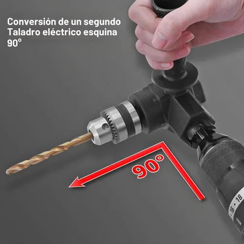 Vista 3 de Accesorio de taladro de ángulo recto Giro de 90 grados estable y conveniente con mango para herramientas de mantenimiento de espacios pequeños