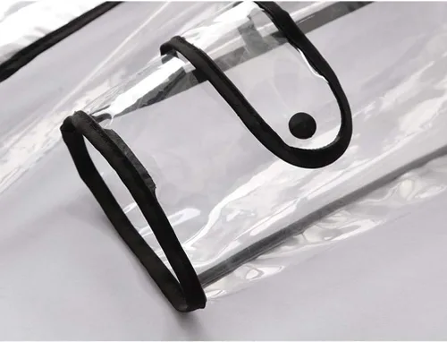Vista 7 de Chubasquero largo transparente impermeable con cinturón de capucha, borde negro