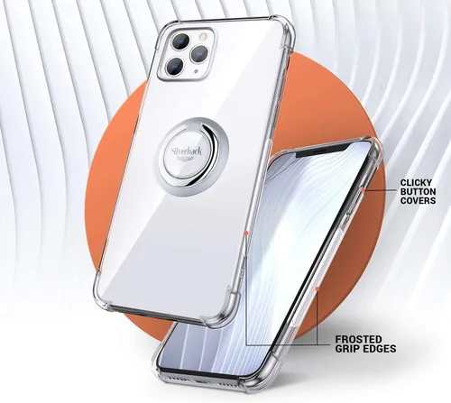 Vista 7 de Silverback Funda transparente diseñada para iPhone 12 Pro Max con soporte de anillo, funda protectora de TPU suave que absorbe los golpes, a prueba