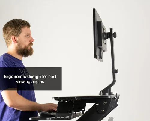 Vista 4 de VIVO Soporte ajustable para monitor individual para estación de trabajo de pie, convertidor de escritorio, brazo de monitor para 1 pantalla de hasta