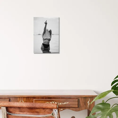 Vista 3 de Enveable Pósteres retro feministas con el dedo medio, lienzo blanco y negro, arte de pared, fotografía de moda, impresión fotográfica, mujer sexy