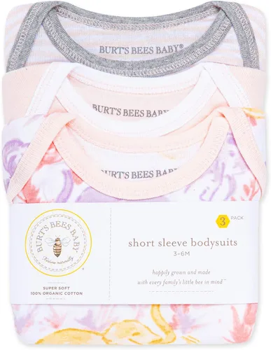 Vista 3 de Burts Bees Body de bebé para niños paquete de 3 mangas largas y cortas de una pieza 100 algodón orgánico