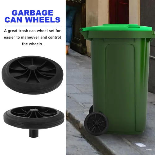 Vista 2 de Cabilock - Juego de ruedas de repuesto para cubo de basura, ruedas de goma de 7.48 pulgadas para accesorios de basura, fácil instalación para uso