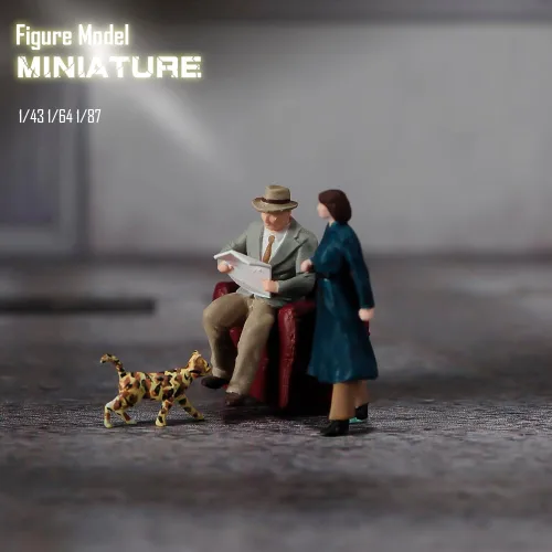 Vista 3 de Figura de miniatura a escala 1:43, pintada a mano, figuras de diorama de resina, figura de acción para automóviles, vehículos, paisajes, accesorios