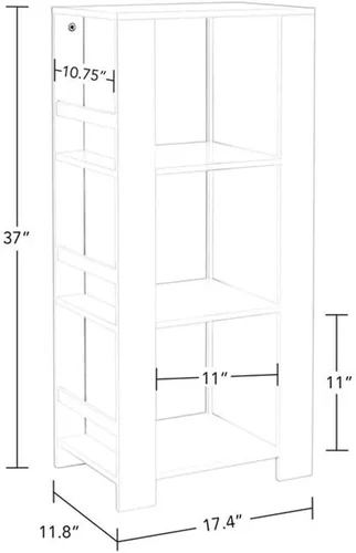 Vista 5 de RiverRidge Book-Nook Tower - Estantería infantil y organizador de almacenamiento de juguetes con 3 cubos y 6 estantes para libros, organizador