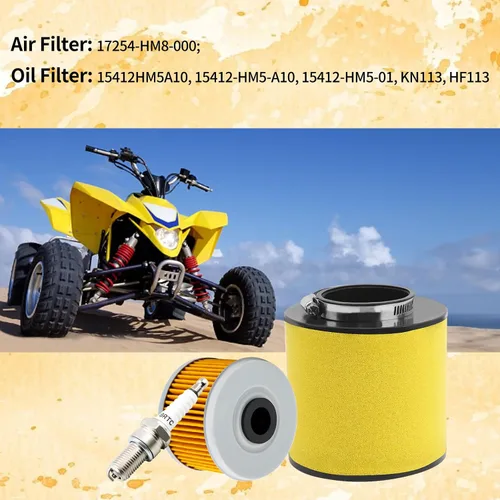 Vista 7 de TIANYAN 17254-HM8-000 Filtro de aire 15412-HM5-A10 Filtro de aceite con kits de bujías compatibles con Honda ATV Recon 250 TRX250TE TRX250TM TRX250X