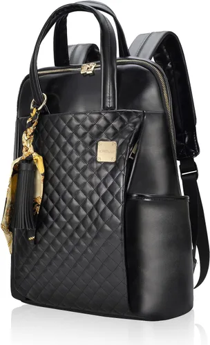 Vista 11 de Mochila para laptop para mujer, delgada de viaje, bolsa para computadora portátil de hasta 15.6 pulgadas, ligera, tamaño mediano, bolsa de trabajo