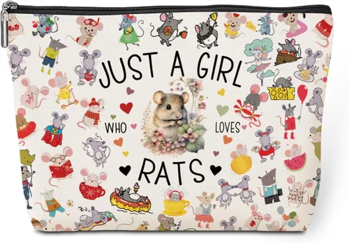 Vista 7 de jeilink Linda chica ama a los animales, bolsa de maquillaje divertida de viaje, bolsa de aseo de viaje, recuerdos de fiesta de animales, decoración