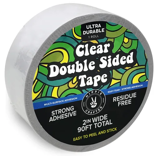 Vista 9 de HIPPIE CRAFTER Paquete de 5 cintas transparentes de doble cara, adhesivo resistente de 1/2 pulgada de ancho, cinta de montaje extraíble