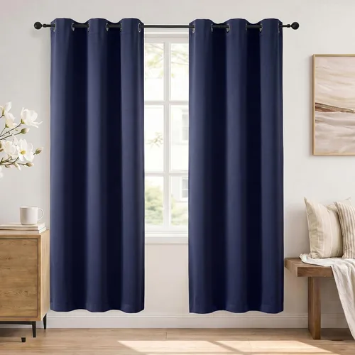 Vista 51 de Simplebrand Cortinas blancas puras de 96 pulgadas de largo para oscurecer la habitación, juego de 2 paneles para dormitorio/sala de estar, bloqueo