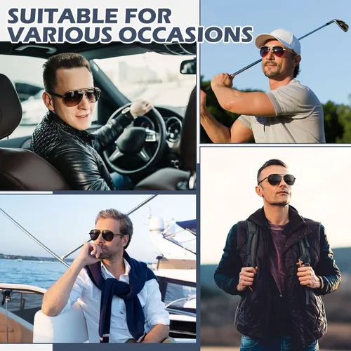 Vista 7 de WEAROYO Gafas de sol Pilot para hombres y mujeres, polarizadas, ligeras, marco de aleación Al-Mg, protección UV400 para conducir, golf, pesca