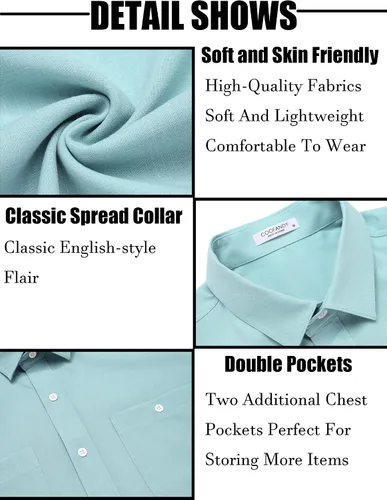 Vista 5 de COOFANDY Mens Linen Shirts Beach Casual Button Down Short Sleeve Shirt Summer