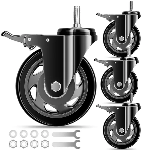Vista 25 de Juego de 4 ruedas de vástago de 2 pulgadas 1/2 "-13 x 1 ", ruedas roscadas resistentes