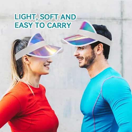 Vista 5 de Sombrero de visera para mujer, ajustable, para deportes al aire libre, protección UV, gorra transparente