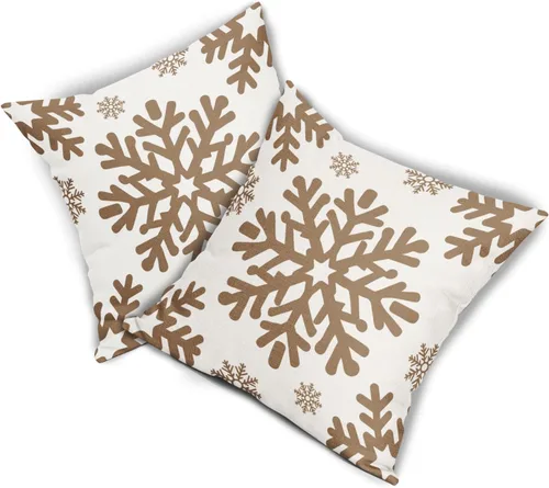 Vista 71 de Fundas de almohada decorativas de Navidad negras 40x40 cm con copos de nieve blancos de Navidad, juego de 2, temática rústica de invierno