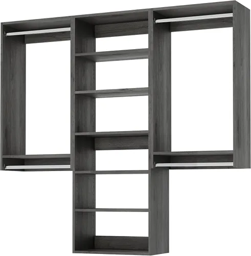 Vista 6 de Modular Closets Vista Collection - Sistema de organizador de armario de 3 piezas para montar en la pared con varillas y estantes para colgar