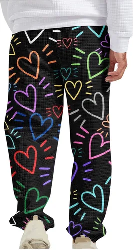 Vista 5 de Pantalones deportivos para hombre Estampado del día San Valentín Bolsillos Cintura elástica Pantalones Largos Pantalones