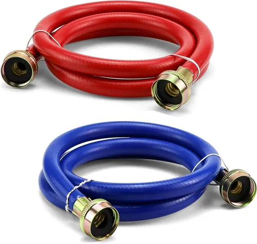 Vista 8 de 6 pies de mangueras premium de acero inoxidable para lavadora con codo de 90 grados, sin plomo, a prueba de explosiones, conexión NPT de 3/4