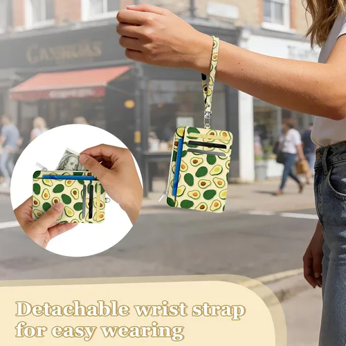 Vista 5 de Cartera delgada para mujer - Soporte para tarjetas de crédito con bloqueo RFID, cartera de piel sintética con ventana de identificación y bolsillo