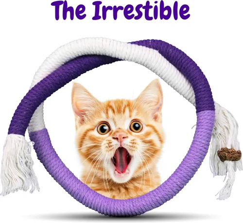Vista 6 de Cuerda masticable para gatos, paquete de 3 cuerdas para masticar para limpieza de dientes, juguetes de dentición para gatitos con palo