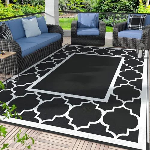 Vista 33 de GENIMO - Alfombra para exteriores de 8 x 10 pies, para patio, espacios amplios, impermeable, de pajillas de plástico, alfombra reversible