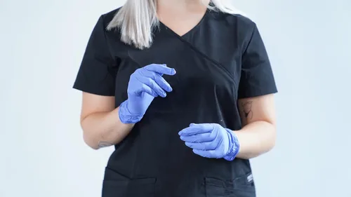 Vista 6 de OSTC Lydus - Guantes para examen de dedos con textura de nitrilo de 4 mil, sin látex, tamaño grande (caja de 100)