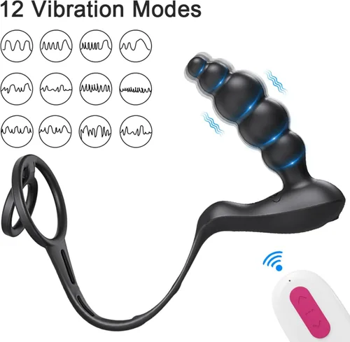 Vista 2 de Vibrador para principiantes con control remoto para hombres, vibrador anal de próstata vibrador de próstata juguete sexual para parejas