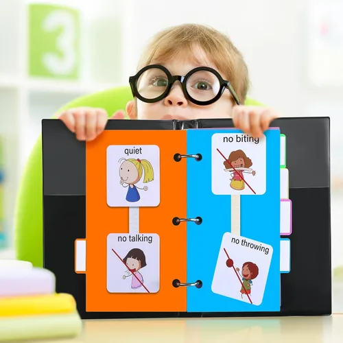 Vista 5 de Ctosree 246 piezas de libro de comunicación pequeñas herramientas para programación visual, tarjetas de fotos, incluye 3 separadores de carpetas