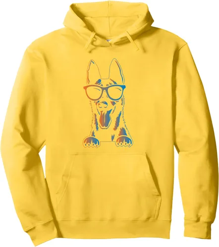 Vista 8 de Sudadera con capucha estilo malinois estilo retro vintage de pastor belga malinois belga, Negro