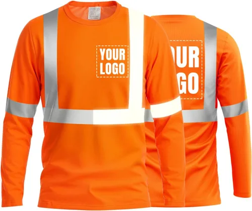 Vista 15 de La alta visibilidad reflexiva de las camisetas de la seguridad del logotipo de encargo Hola Vis de Verde neón - Estilo 8