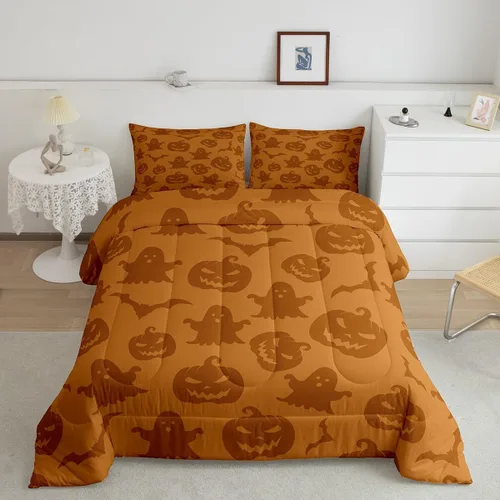 Vista 16 de Castle Fairy Spider Web Comforter Set,Happy Halloween Theme Hippie Bedding Sets for Kids Teens Adults,Black Spider Wild Animal Silhouette Comforter
