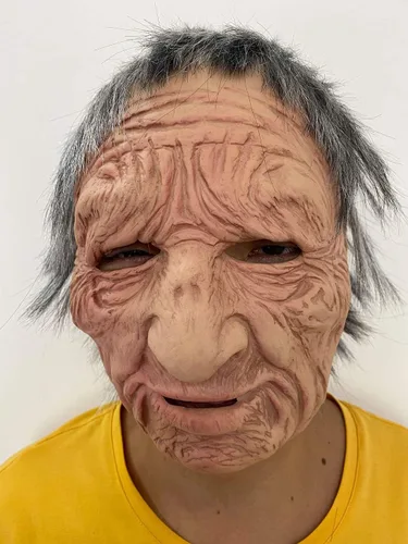 Vista 8 de Pacoco Atongqu - Máscara divertida de Halloween para Halloween, cosplay realista, súper suave, máscara de anciano para adultos, para hombre y mujer