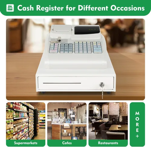 Vista 5 de Caja de cajón de caja registradora electrónica de 47 llaves, sistema de gestión de efectivo Pantalla LED de 6 dígitos, sistema de monedas