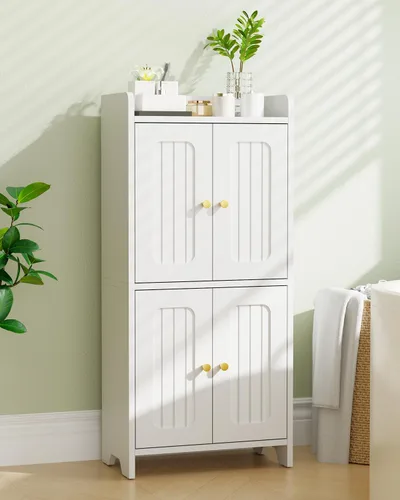 Vista 3 de BEWISHOME Gabinete de piso pequeño,Almacenamiento de papel higiénico Blanco