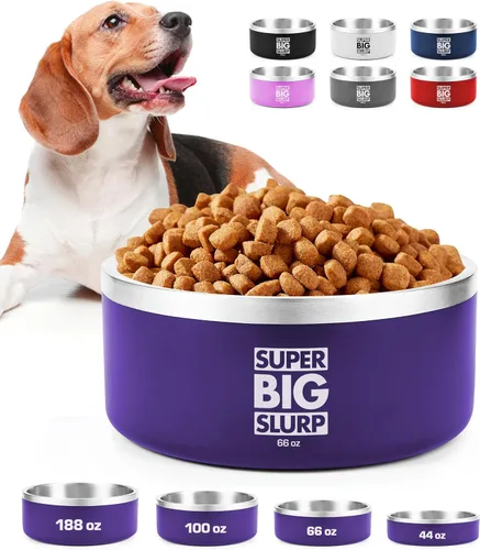 Vista 25 de Tuff Pupper Tazón Aislado de Servicio Pesado para Perros Plato de Comida para Perros de Acero Inoxidable de Doble Pared Tazón Antideslizante a