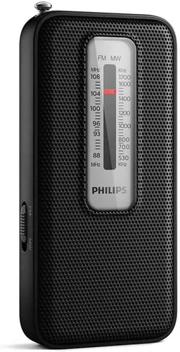 Vista 3 de PHILIPS Radio FM AM portátil, funciona con pilas, luz de sintonización, excelente recepción negro TAR1506