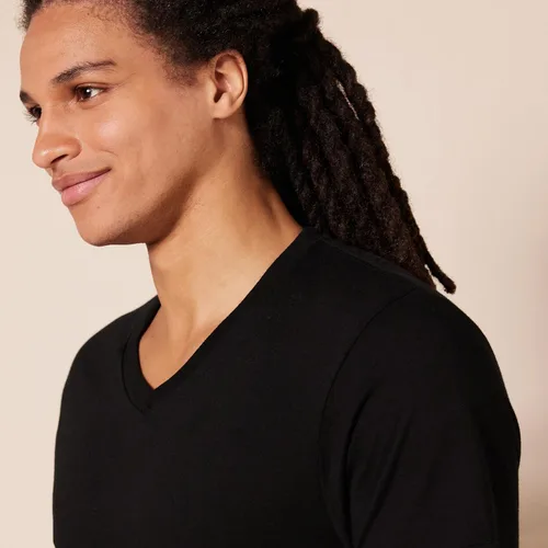 Vista 5 de Tienda Essentials Camiseta interior con cuello en V para hombre, transpirable, algodón, paquete de 6