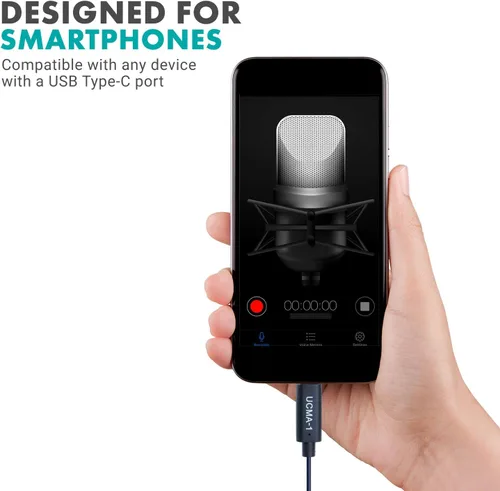 Vista 2 de Movo UCMA-1 Cable adaptador de micrófono TRS hembra de 0.138 in a conector USB tipo C Dongle - Compatible con Samsung Galaxy, Pixel, Moto, HTC, iPad
