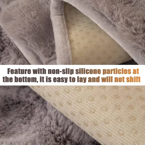 Vista 6 de LiveGo Funda de cojín antideslizante para sofá de felpa gruesa de conejo 2023, funda de almohada de piel sintética súper suave, fundas de cojín Gris