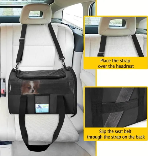 Vista 6 de Transportador Refrze para mascotas aprobado por aerolíneas, transportadores para gatos para gatos medianos y gatos pequeños, transportadores suaves