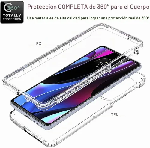 Vista 3 de Funda para Moto Edge + 2022/Edge 30 Pro/Edge X30 XT2201-1 con protector de pantalla de vidrio templado, suave 360 cuerpo completo a prueba
